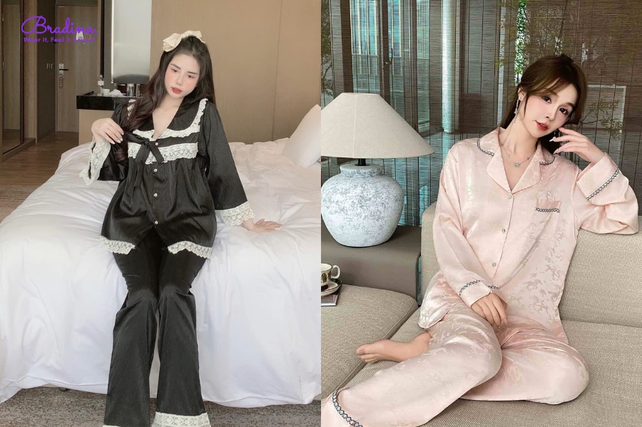 Đồ ngủ pijama lụa mềm mại, nữ tính cho chị em