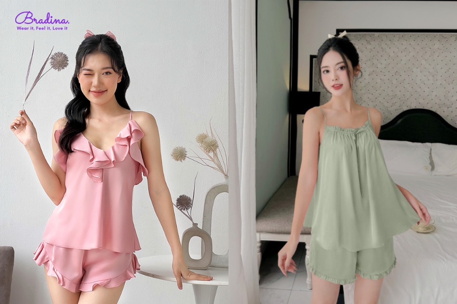 Bộ đồ ngủ 2 dây nữ tính, dịu dàng MiaLala