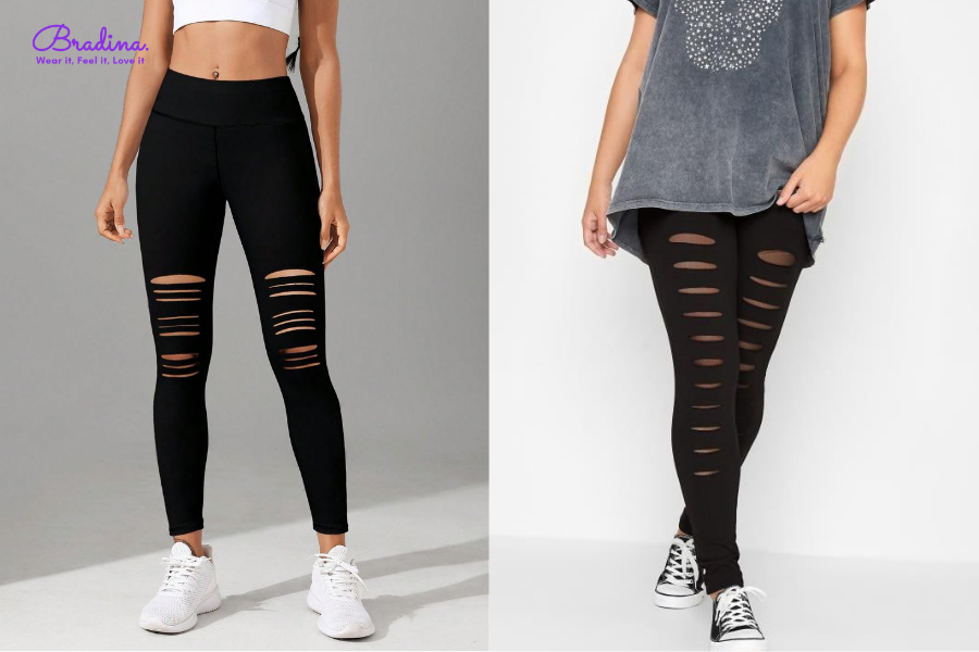 Quần legging xẻ rách
