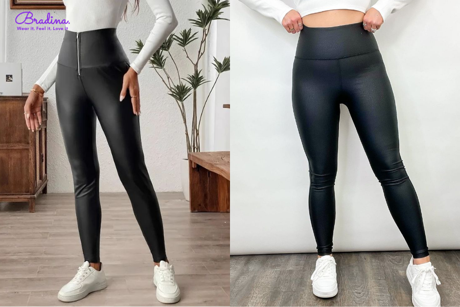 Quần legging dài da bóng nữ