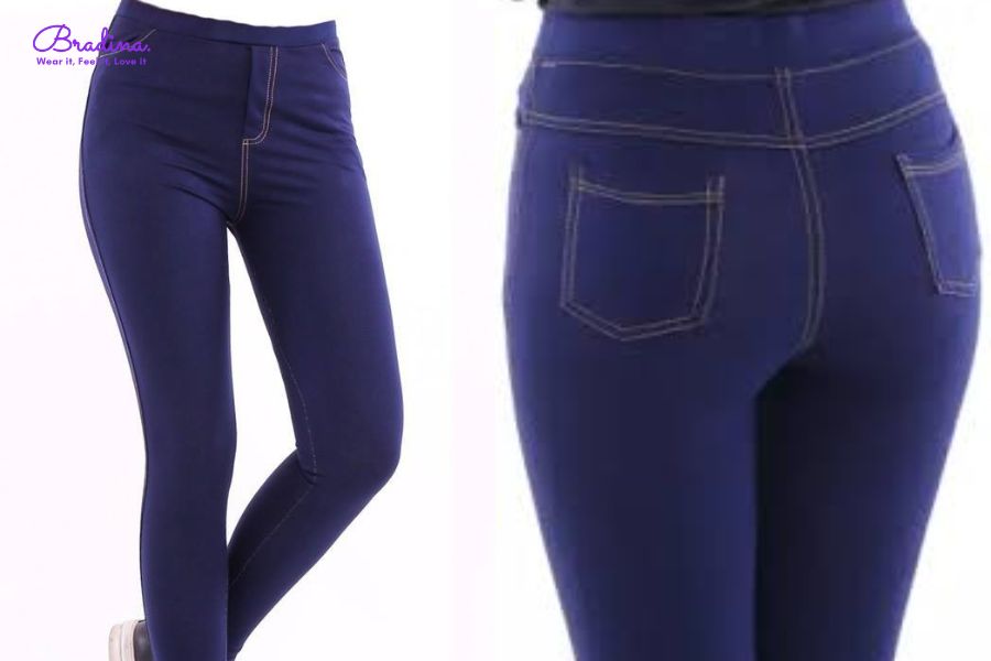 Quần legging giả jean nữ có màu sắc denim