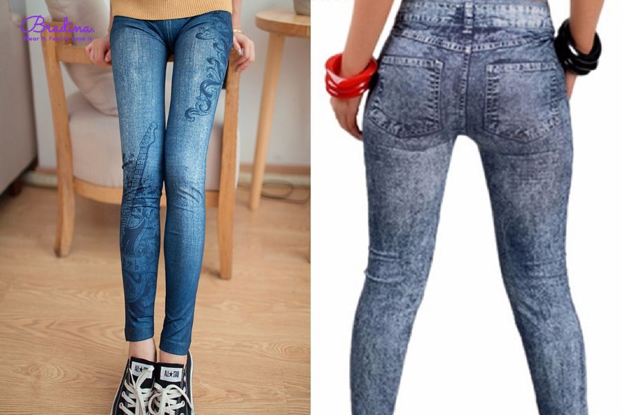 Quần legging giả jean nữ được thiết kế giống những chiếc quần jean thông thường