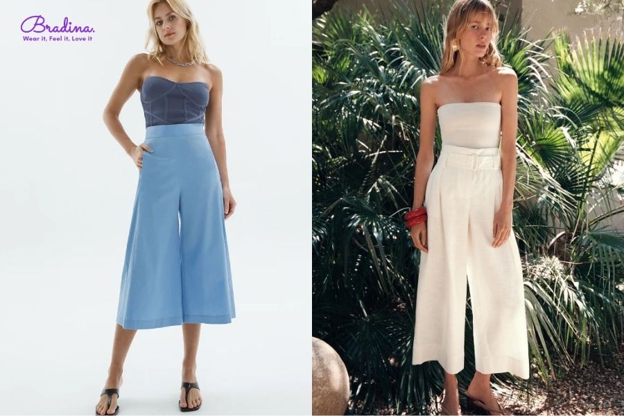Áo corset quây kết hợp với quần culottes