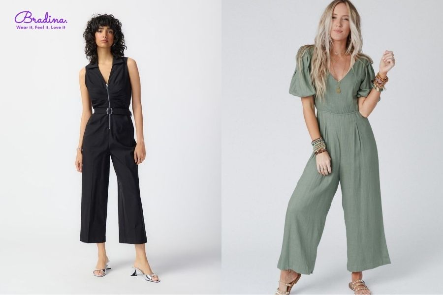 Jumpsuit cổ V sâu