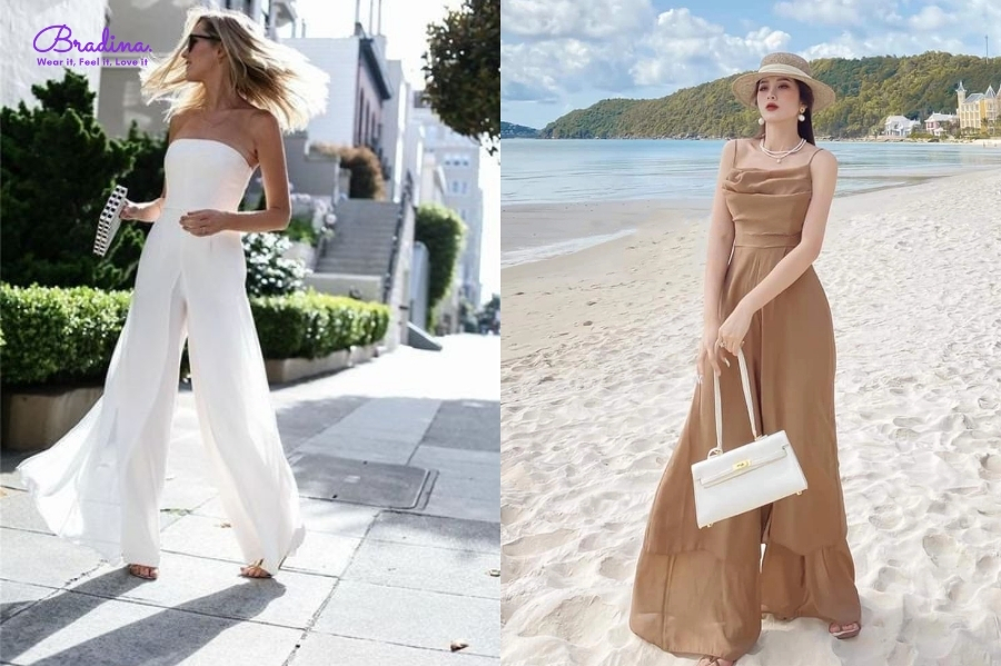 jumpsuit 2 dây hoặc ống quây vừa thoải mái, vừa quyến rũ
