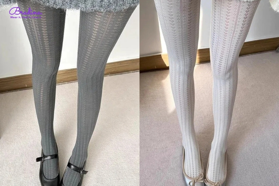 Quần tất đan dệt phong cách vintage