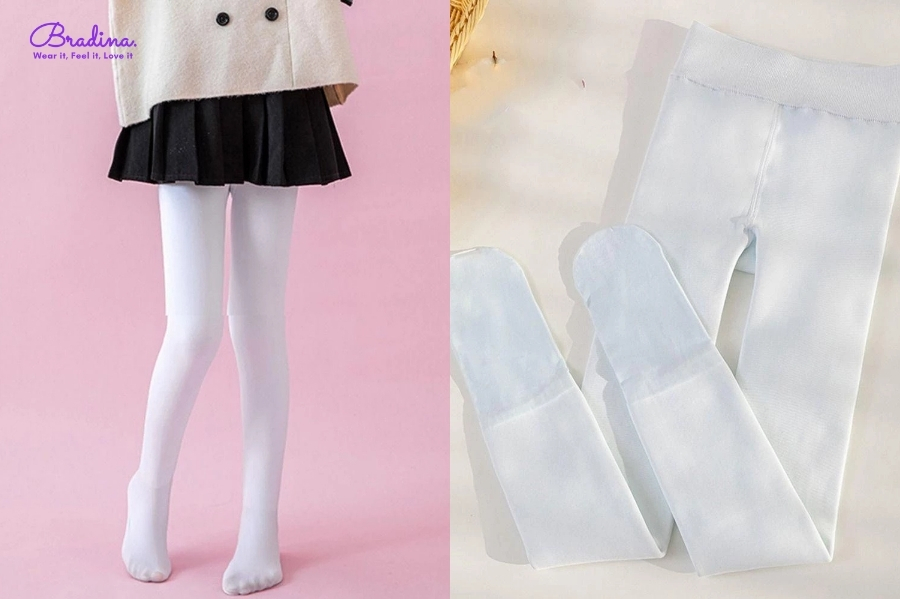 Quần tất trắng trơn
