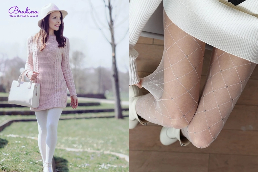 Đầm len body + quần tất trắng + boots da