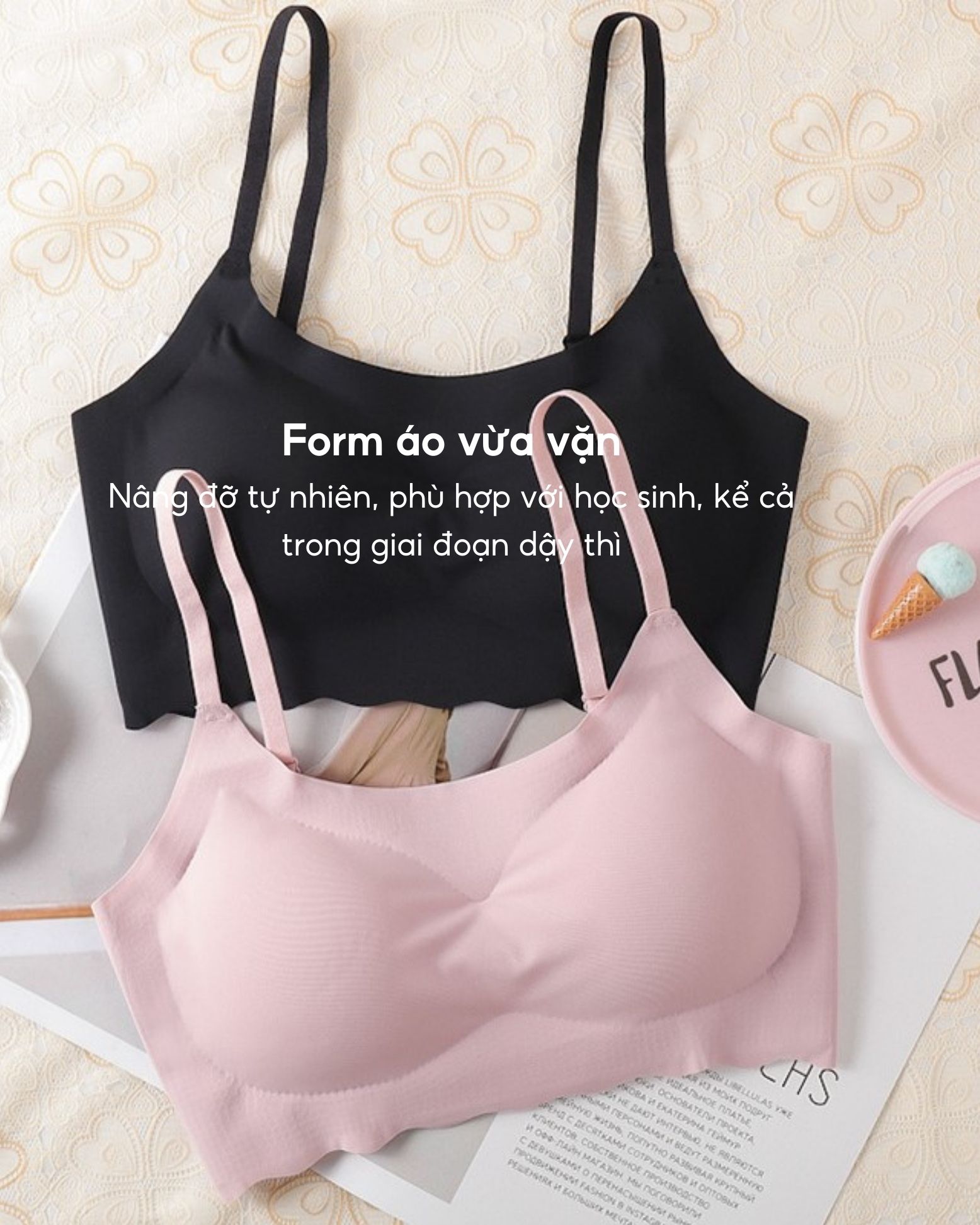 Áo bra su học sinh Bradina Seamless không mắc cài, thoải mái, mát mịn ALKG27