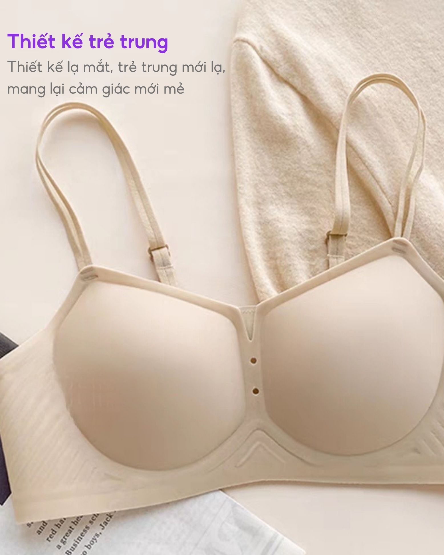 Áo lót không gọng Bradina Light Support, đệm nâng nhẹ 1.5cm, bra mặc áo dài ALKG25