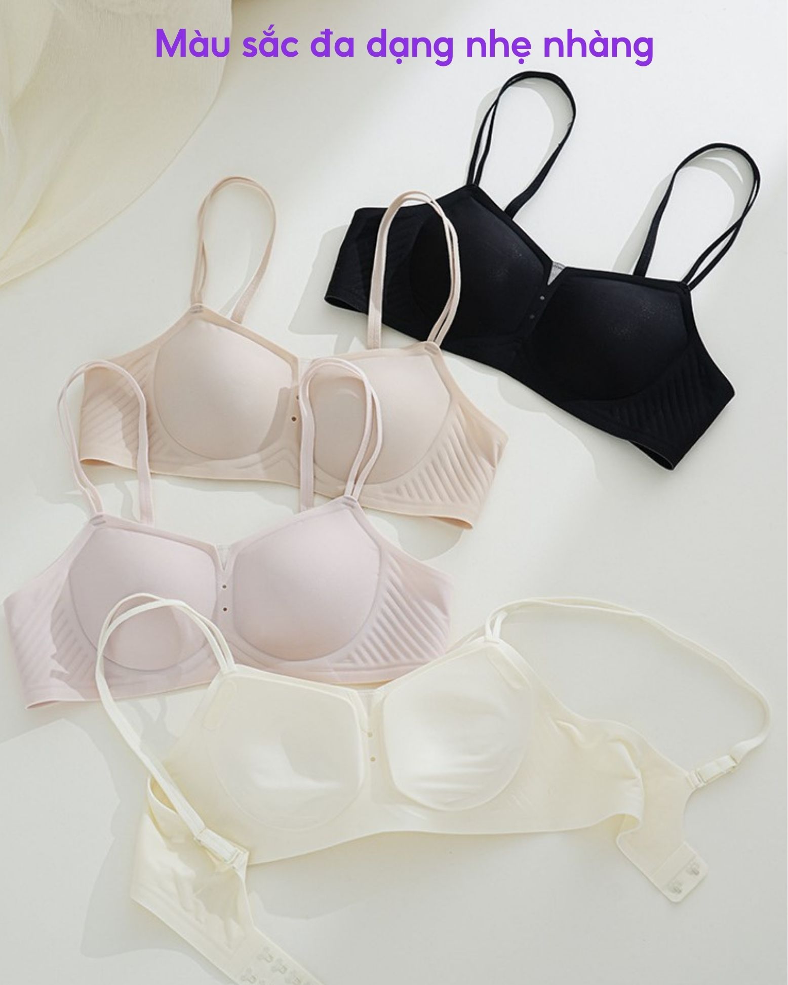 Áo lót không gọng Bradina Light Support, đệm nâng nhẹ 1.5cm, bra mặc áo dài ALKG25