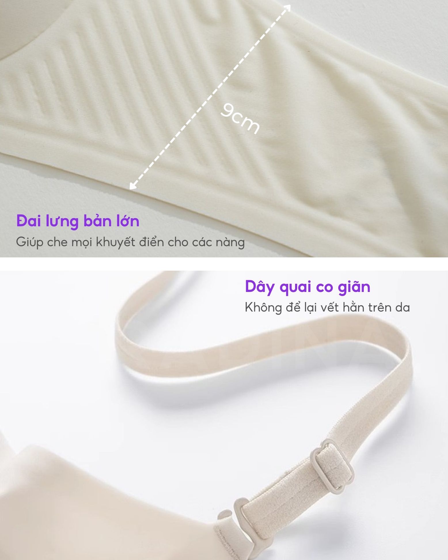 Áo lót không gọng Bradina Light Support, đệm nâng nhẹ 1.5cm, bra mặc áo dài ALKG25