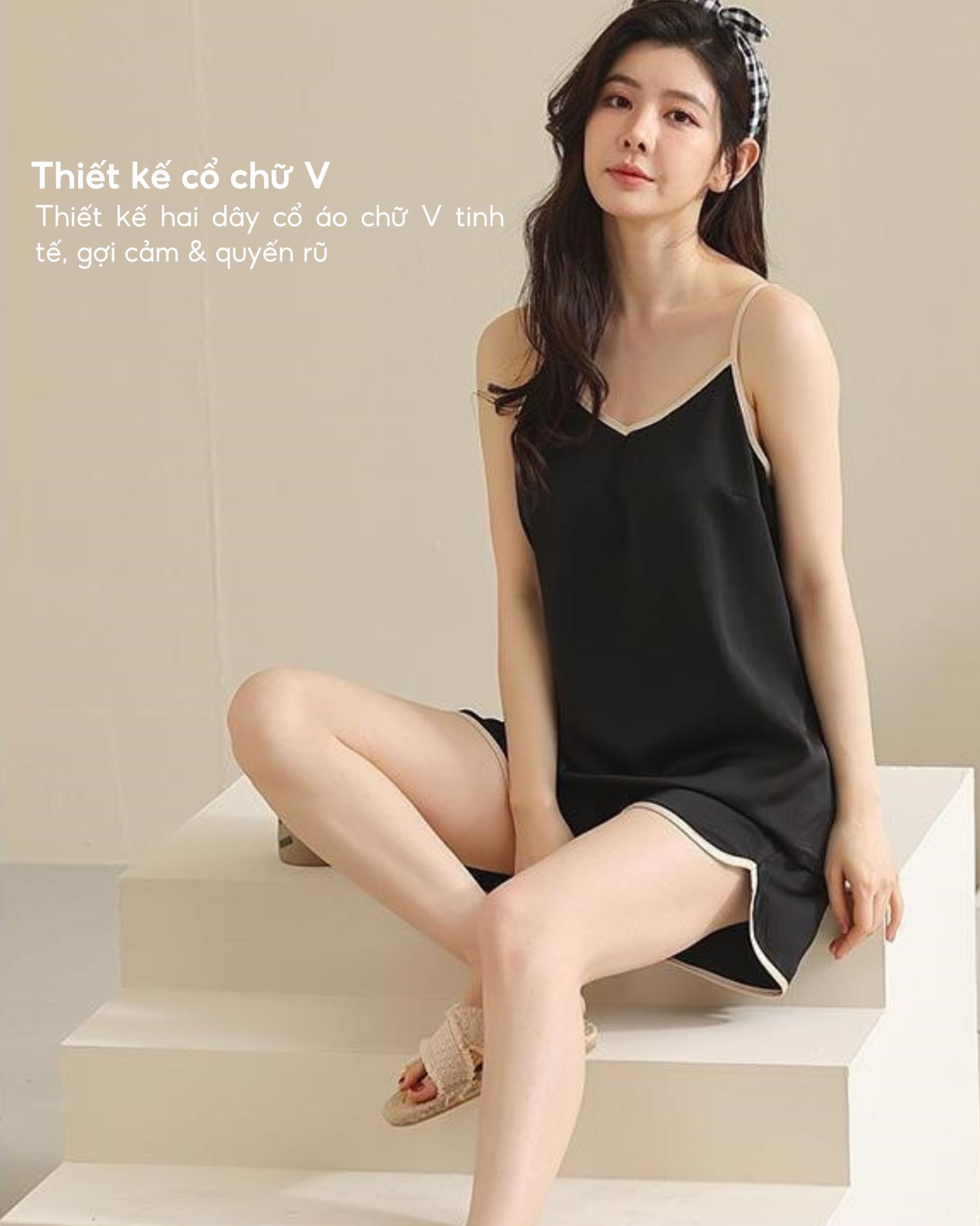 Bộ đồ lụa Satin Bradina Nữ áo hai dây cổ chữ V gợi cảm, dành cho nữ, bộ đồ mặc nhà màu trơn cao cấp, quần ngắn BN11