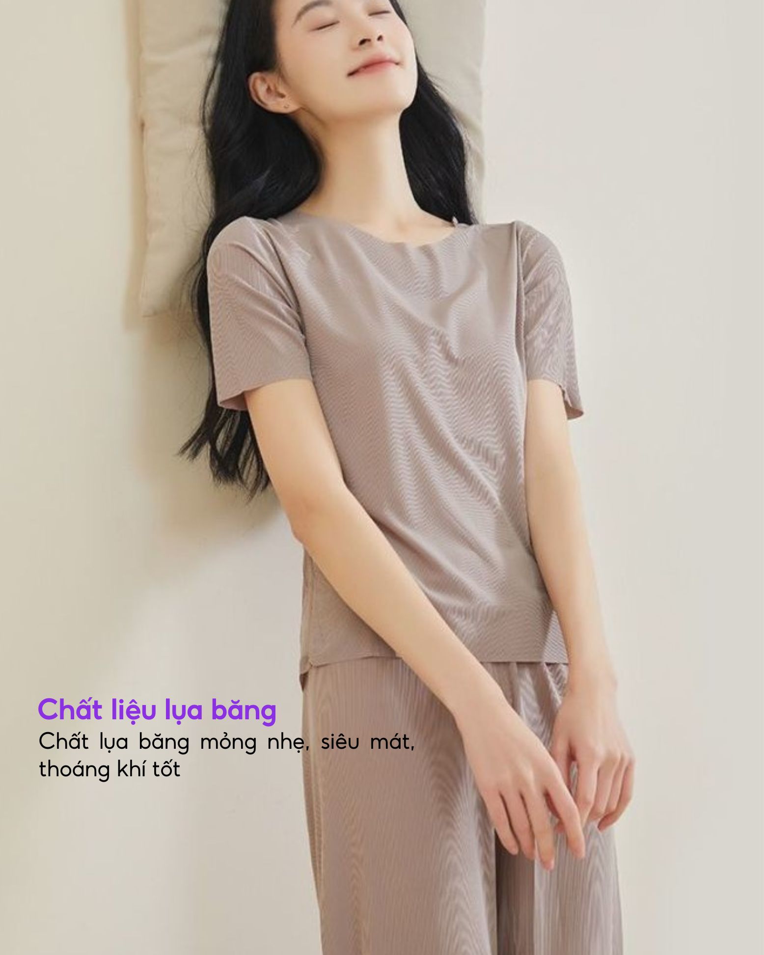 Bộ đồ ngủ ngắn tay Bradina Basic, chất lụa băng mỏng nhẹ, siêu mát, thoáng khí (có thể mặc cặp đôi) BN10