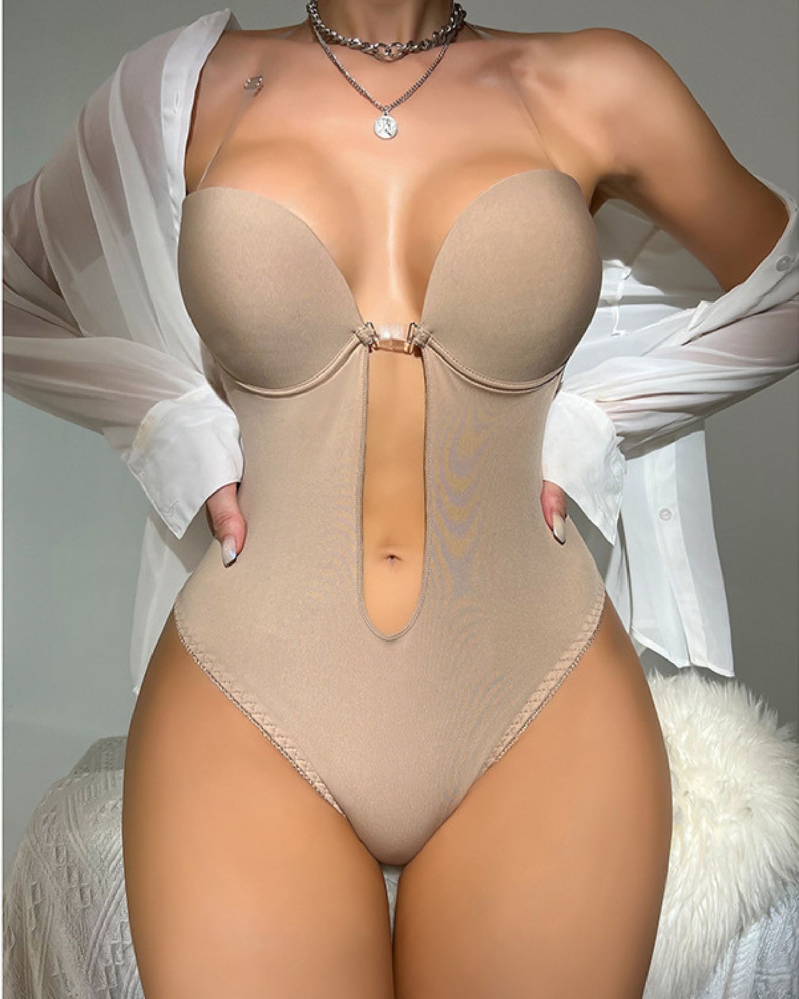 Đồ lót định hình bodysuit Bradina Plunge Shapewear hở lưng chữ V sâu hở lưng SW4