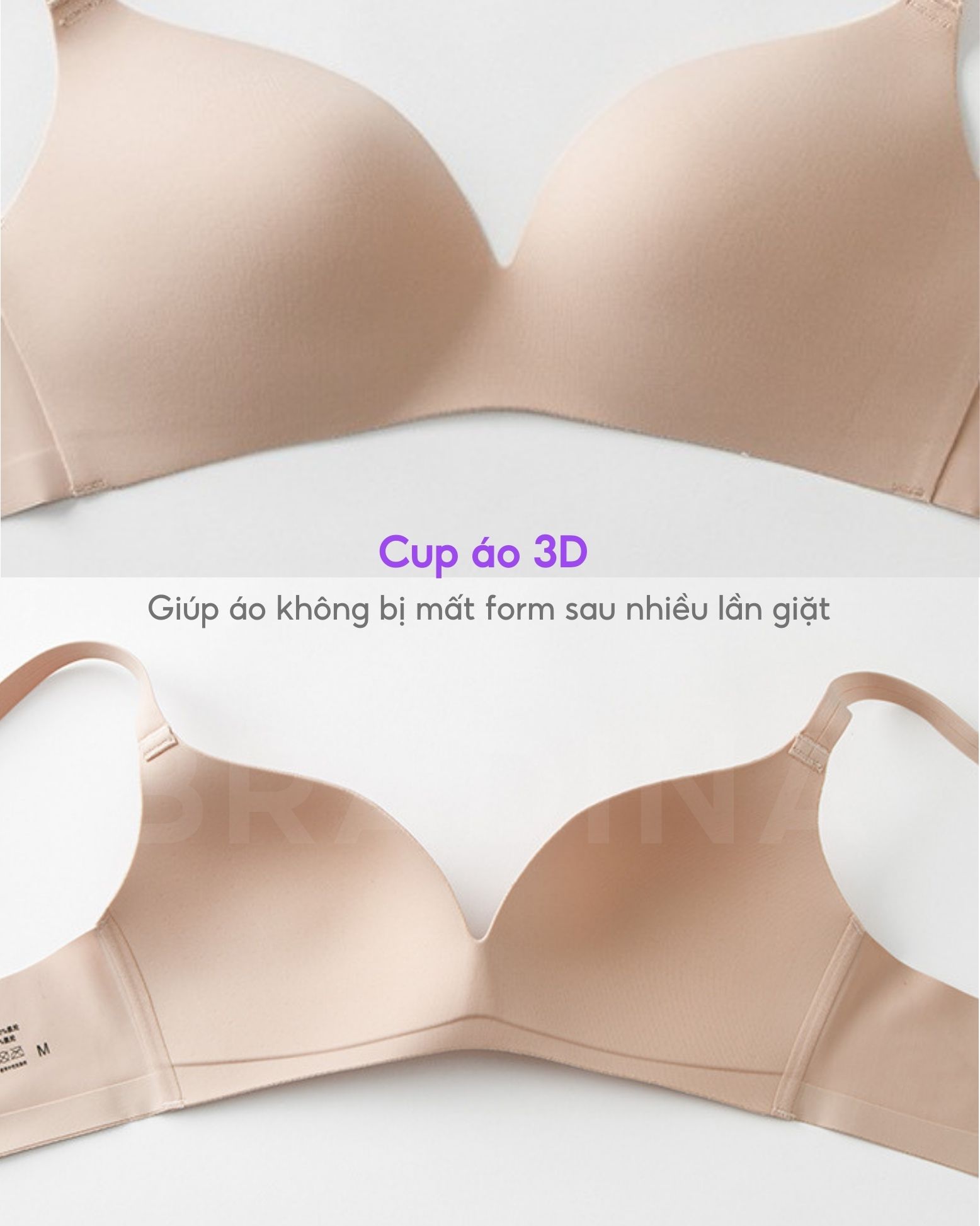 Áo lót không gọng, đệm mỏng Bradina VLine không đường may, siêu mềm và êm ALKG24