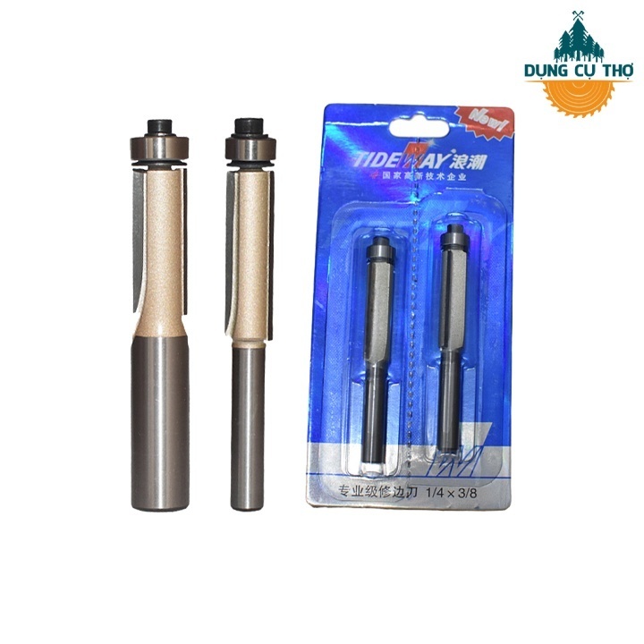 Mũi Phay Gỗ Lấy Nền Bi Ngắn Tideway AC0201 – Hợp Kim Cốt 6.35 & 12.7mm, Chuẩn Gỗ Cứng