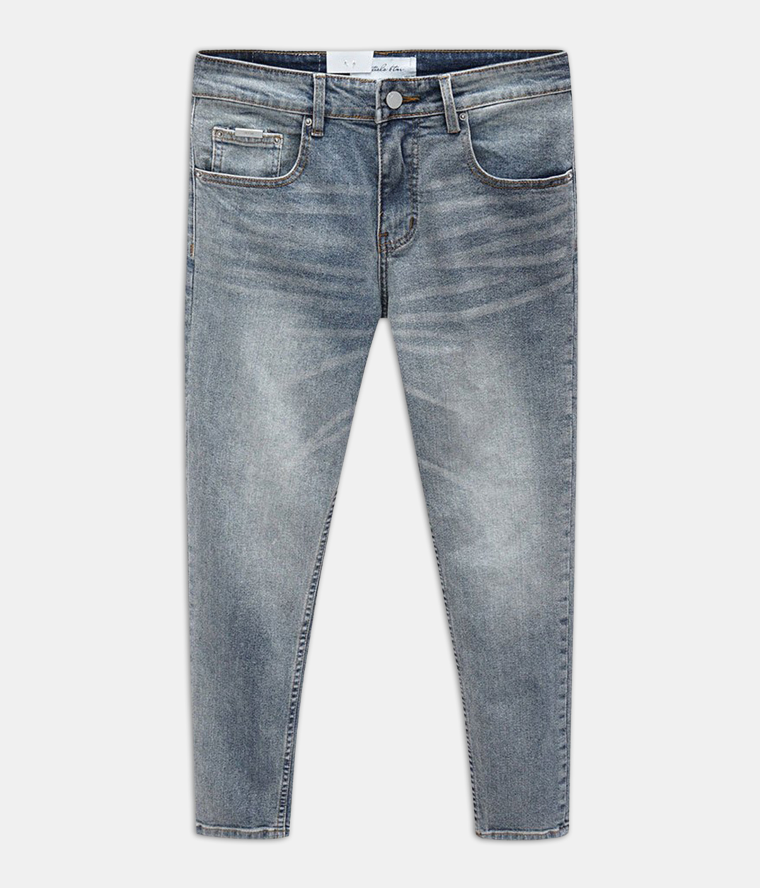 Quần jeans BTM màu blue phối cạp hoạ tiết form slimfit