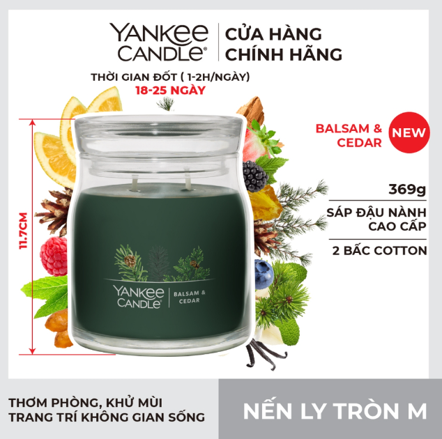 Sáp Ly Tròn M Yankee - Balsam & Cedar - M