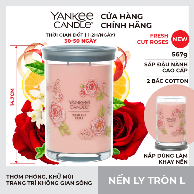 Sáp Ly Tròn L Yankee - Fresh Cut Roses - L