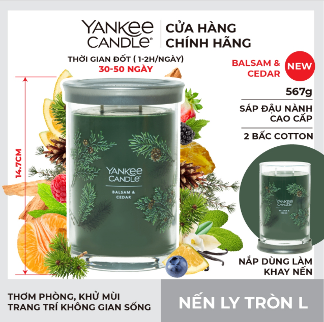 Sáp Ly Tròn L Yankee - Balsam & Cedar - L