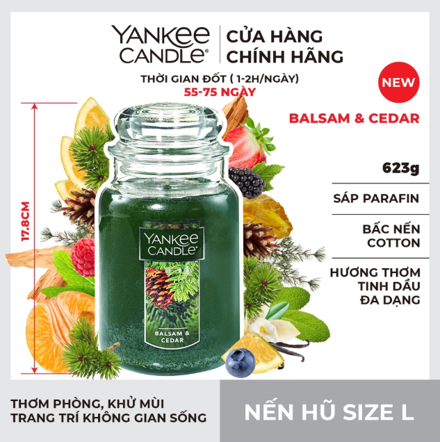 Sáp Hũ L Yankee - Balsam & Cedar - L