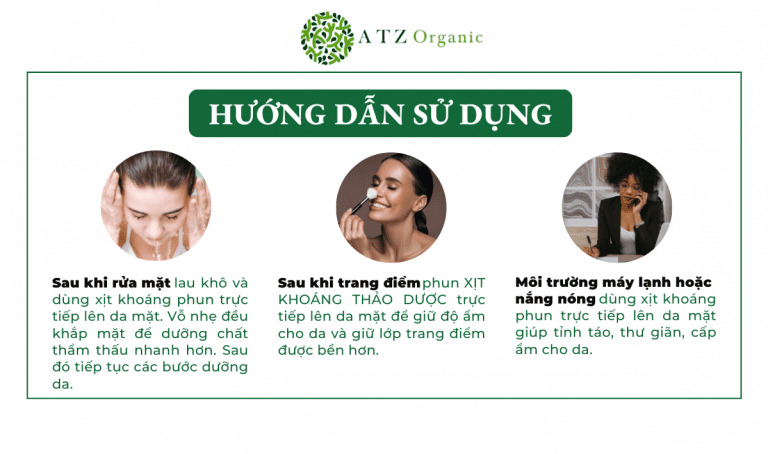 hướng dẫn sử dụng Xịt Khoáng Thảo Dược ATZ