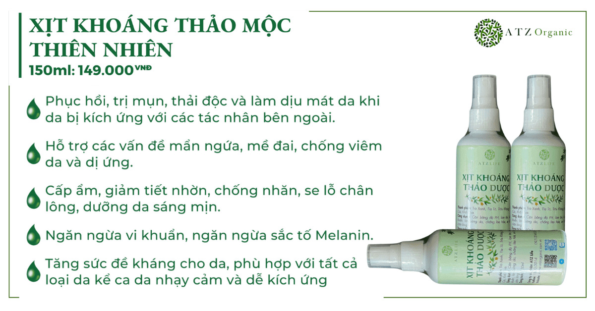 công dụng Xịt Khoáng Thảo Dược ATZ