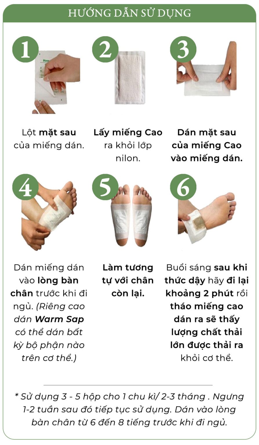 Hướng dẫn sử dụng cao dán thải độc