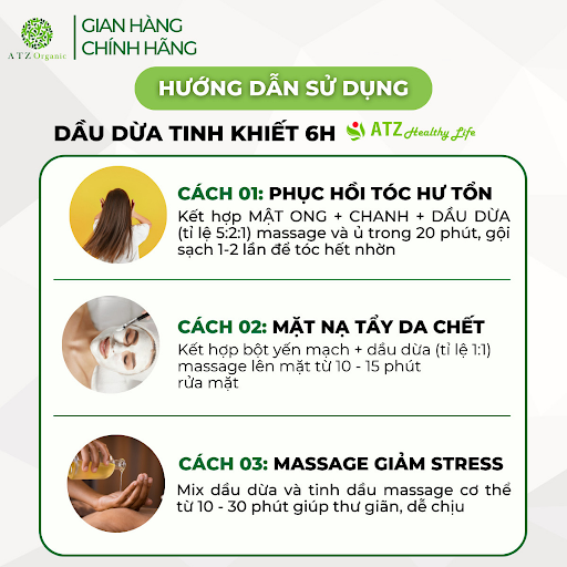 Hướng dẫn sử dụng Dầu dừa Massage ATZ Healthy Life