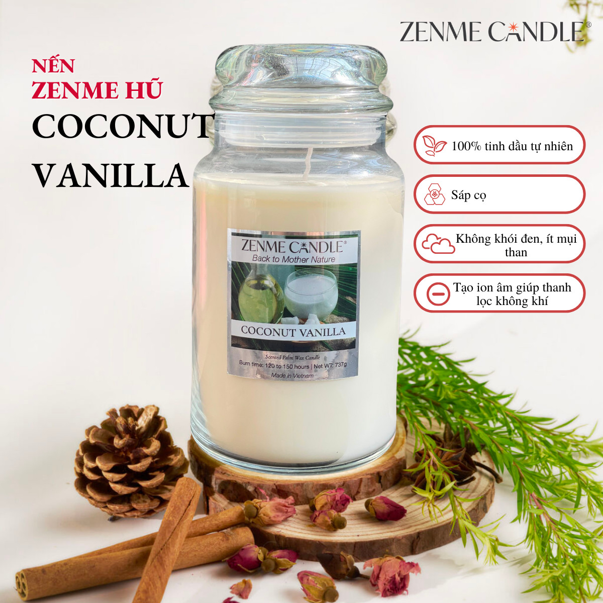 Nến Hũ Zenme - Coconut Vanilla