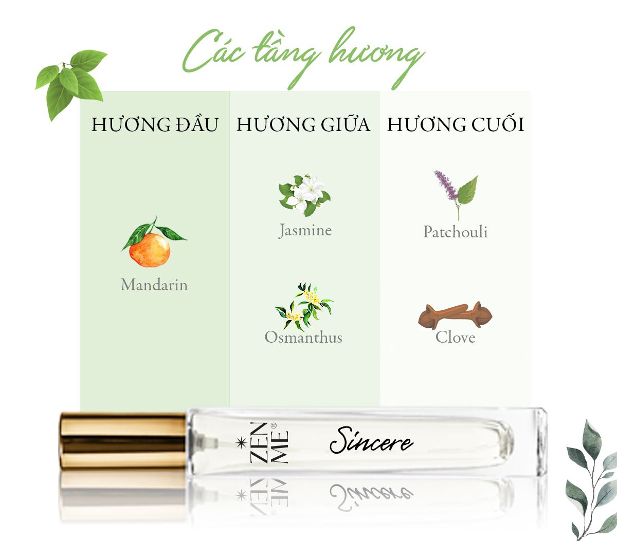 các tầng hương Nước Hoa Zenme - Sincere