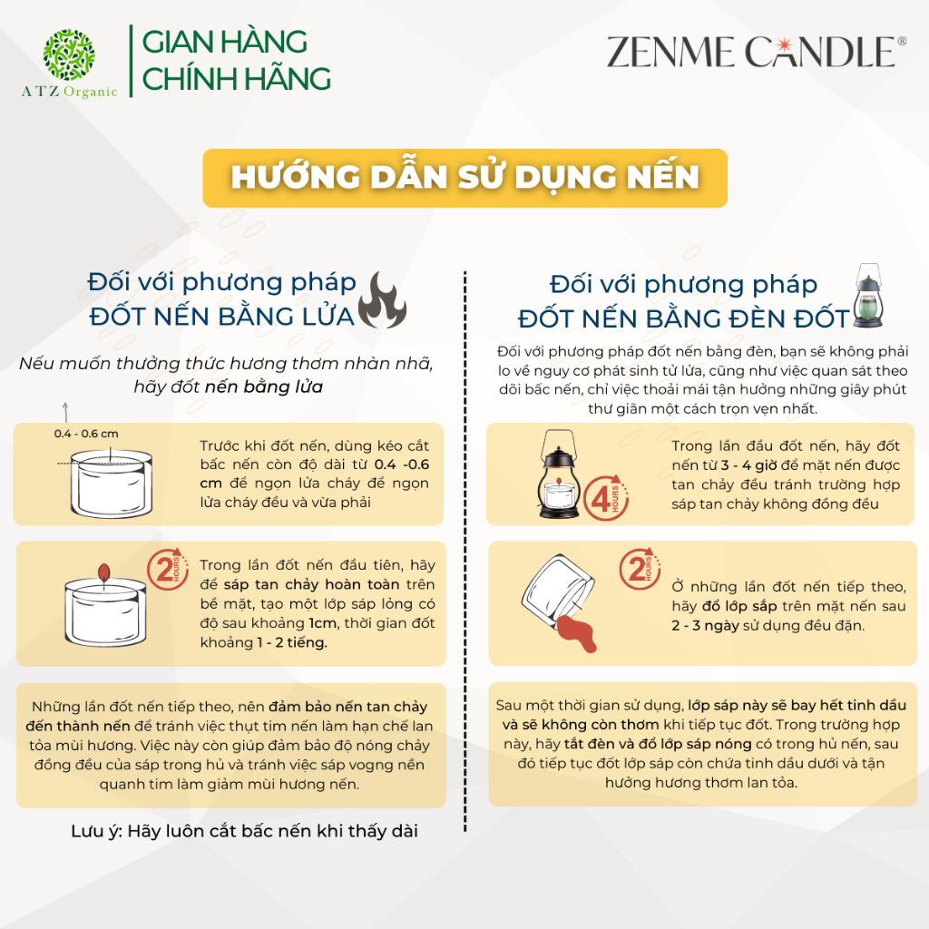 hướng dẫn sử dụng Nến Hũ Zenme