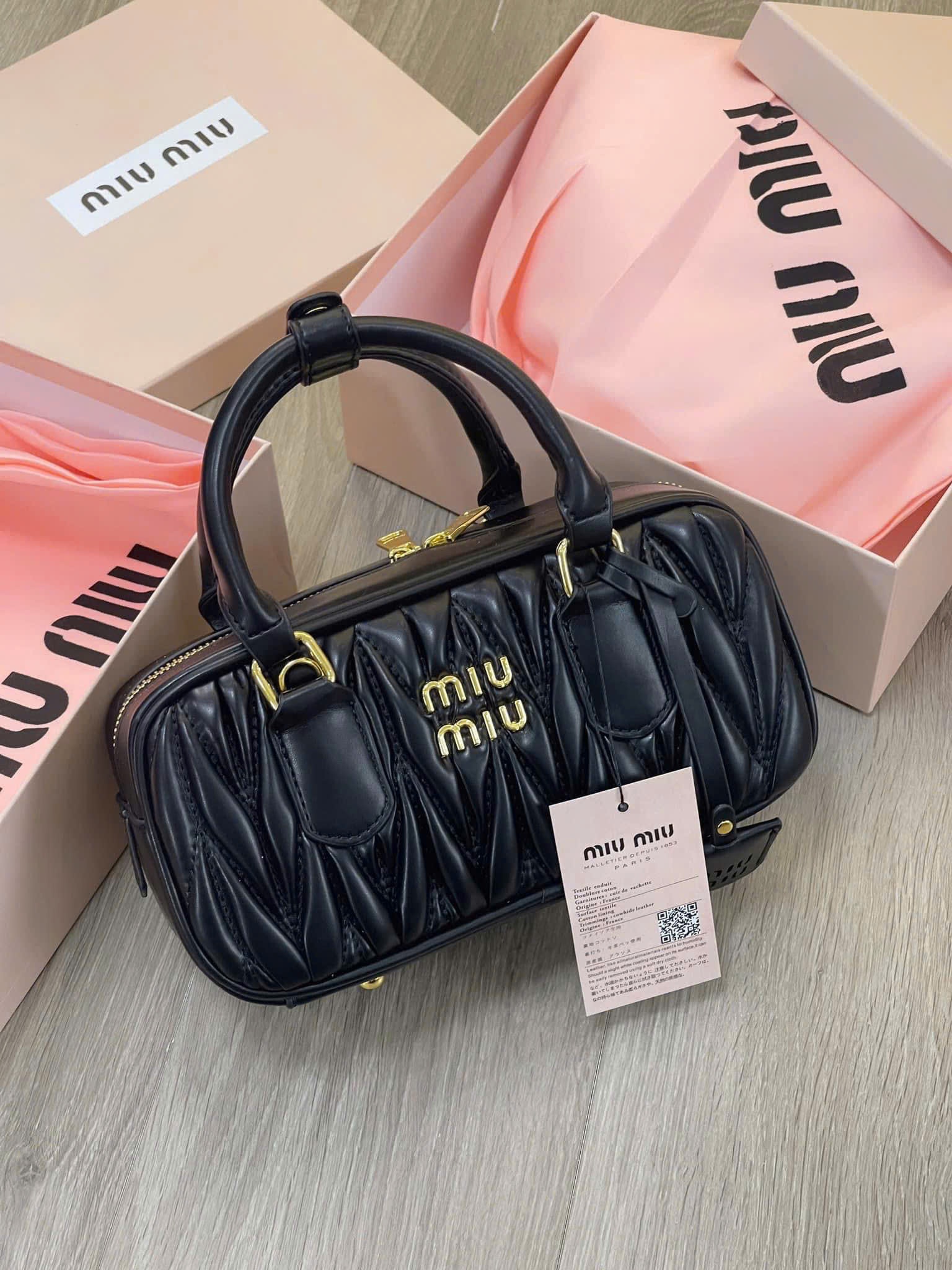 3503# Túi Miumiu vân lá kim fullbox