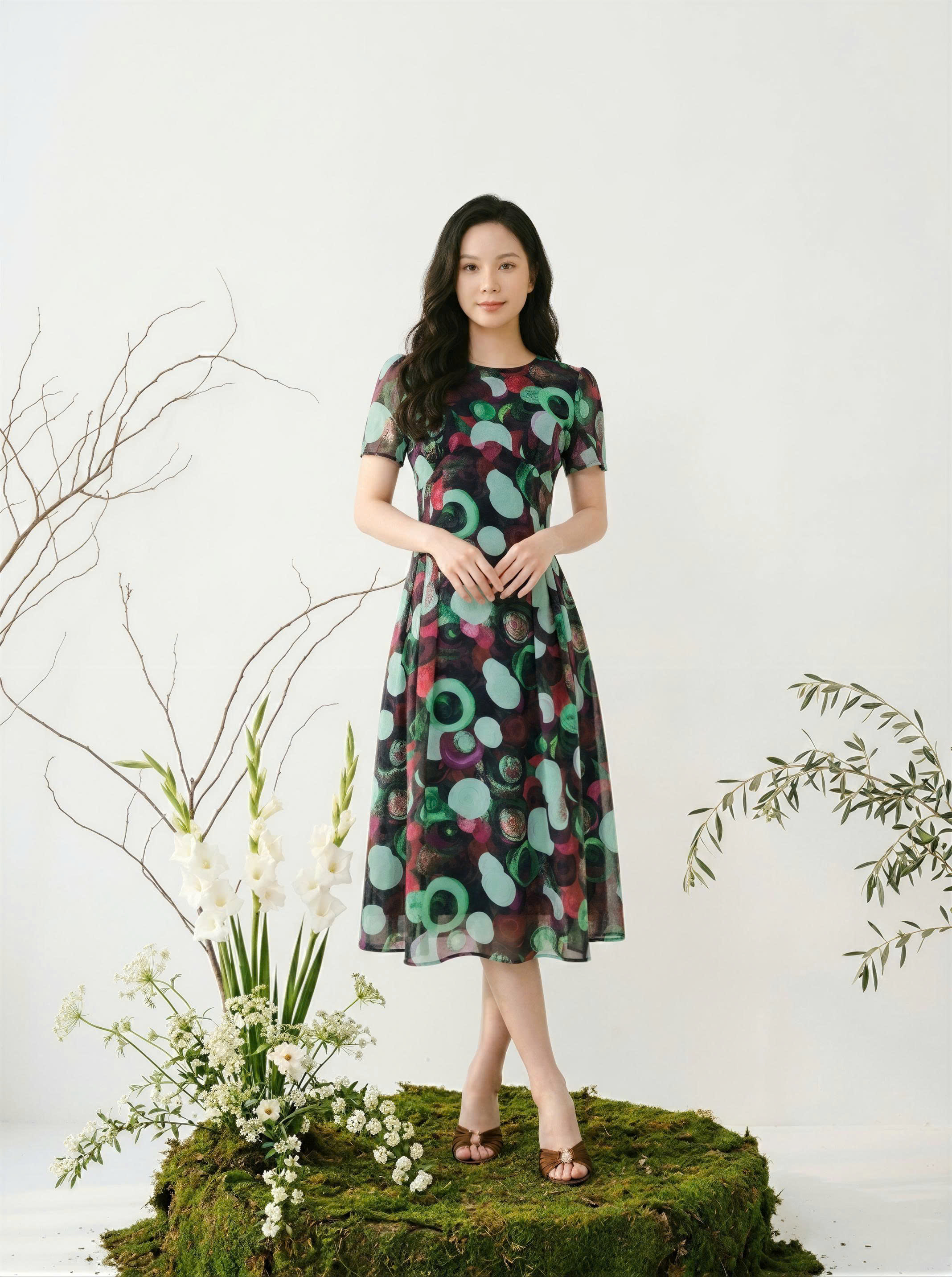 Chloe 618 - Xanh hoạ tiết