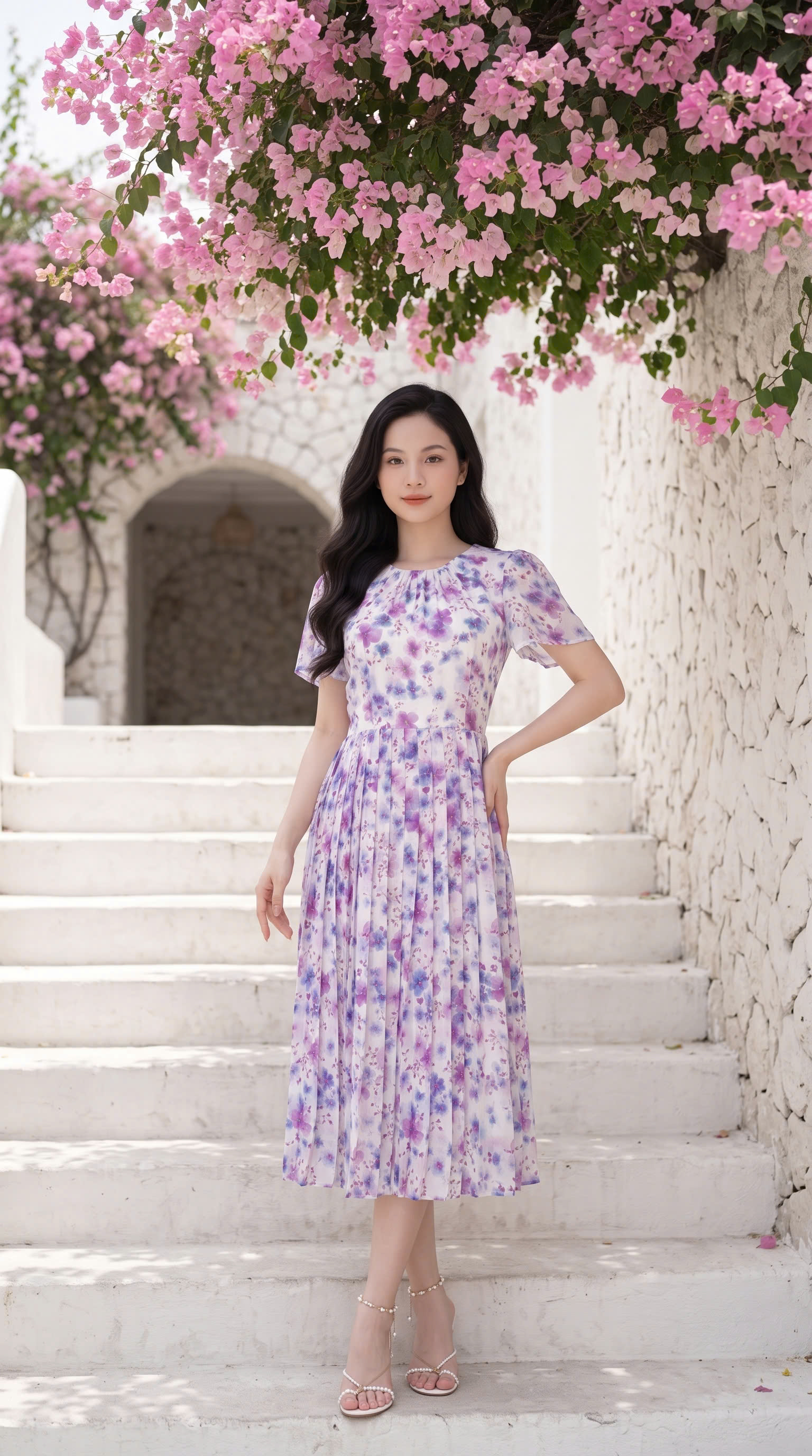 Vanessa 673 - Trắng hoa tím