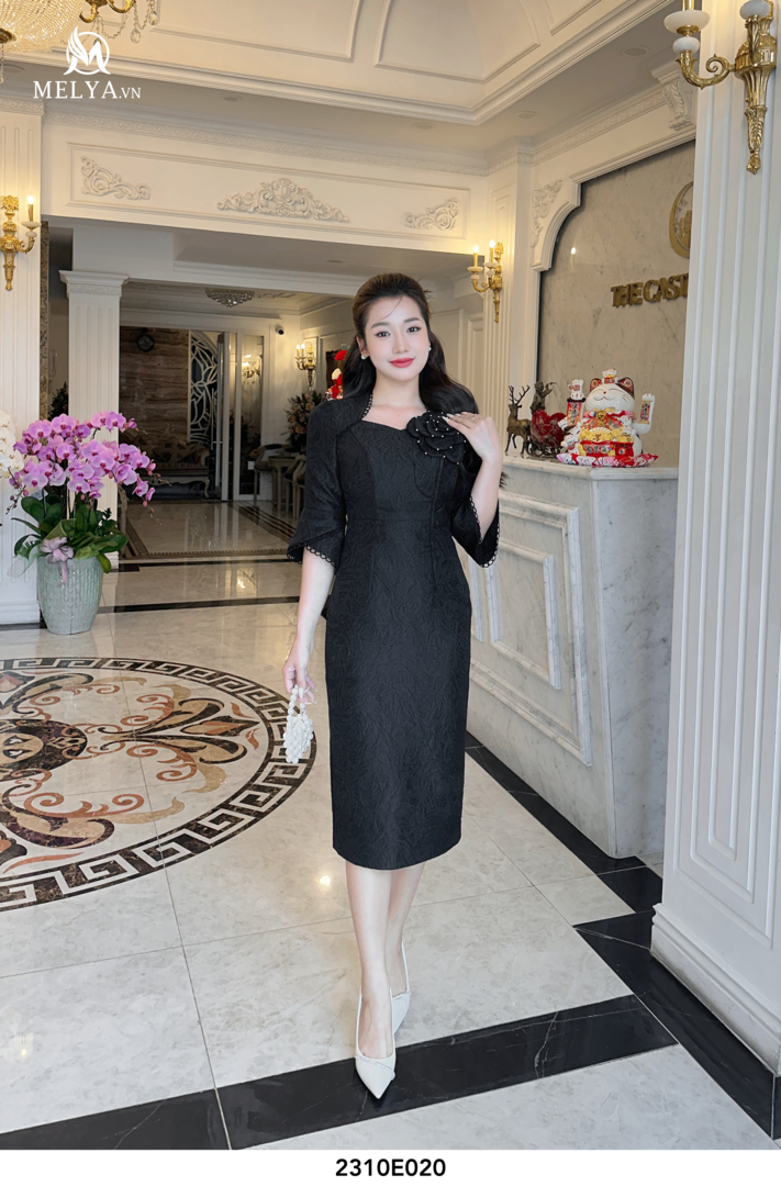 Đầm Ôm Gấm Đen- Đen