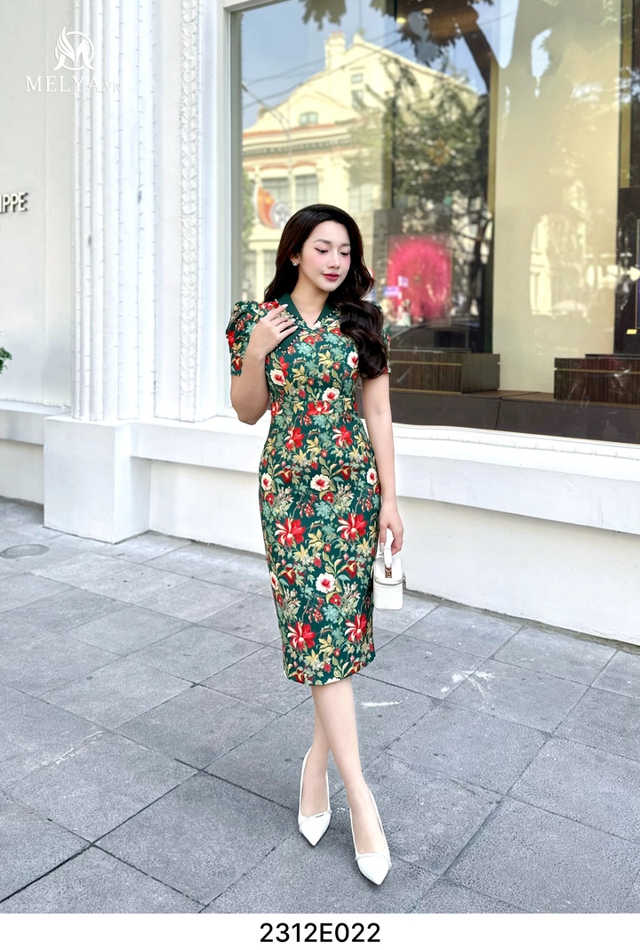 Outlet | Đầm ôm tay lỡ họa tiết hoa | My Way Fashion || Thời trang thiết kế  cao cấp