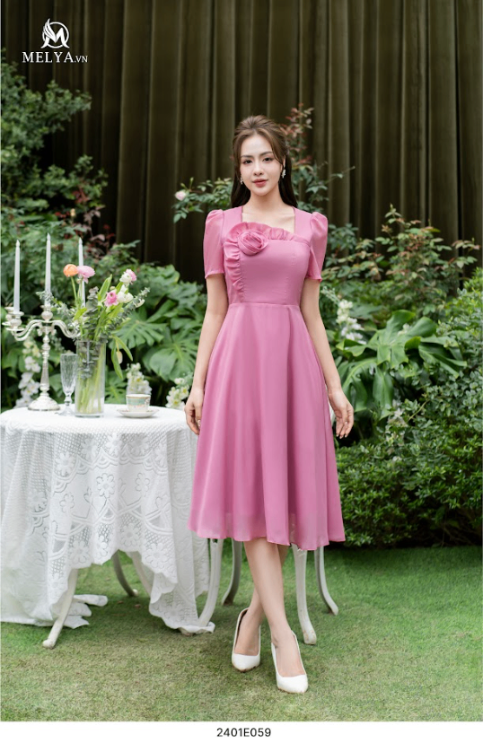 Đầm hoa lá 3D 2 dây ly ngực váy xòe nữ Bn354 - Váy Fashion
