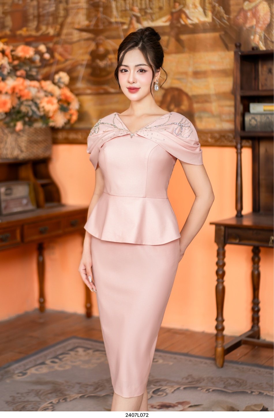 Đầm Ôm - Evelyn Dress - Hồng Phấn Ánh Cam