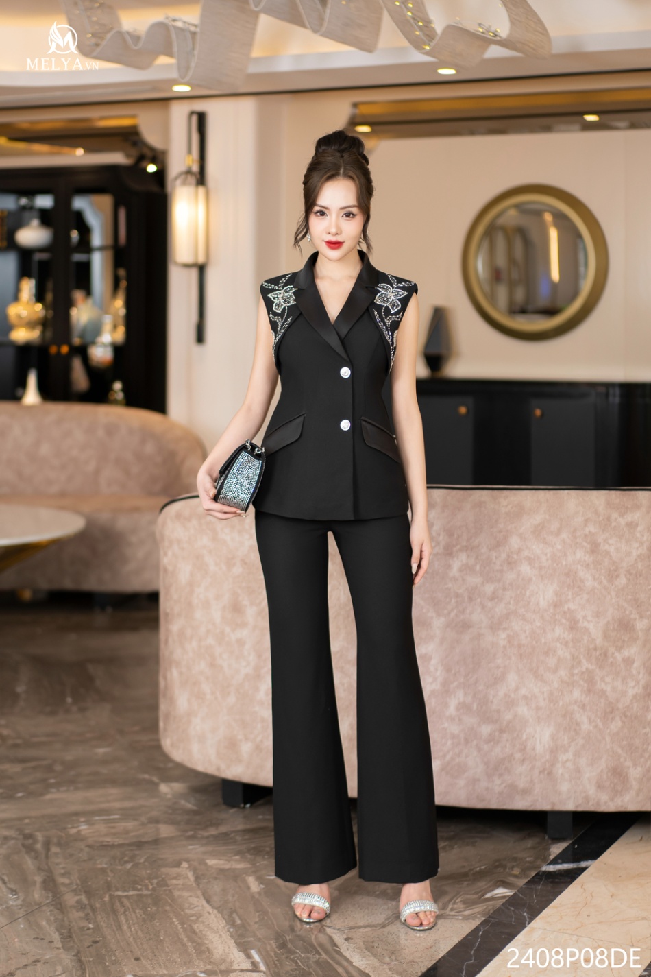 Set Bộ - Áo Vest Đính Kết + Quần Dài