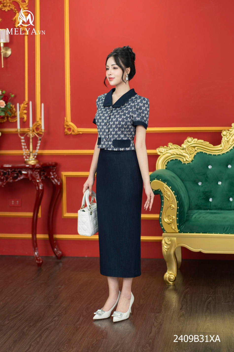 Set Bộ - Umi Phối Denim - Xanh Tím Than