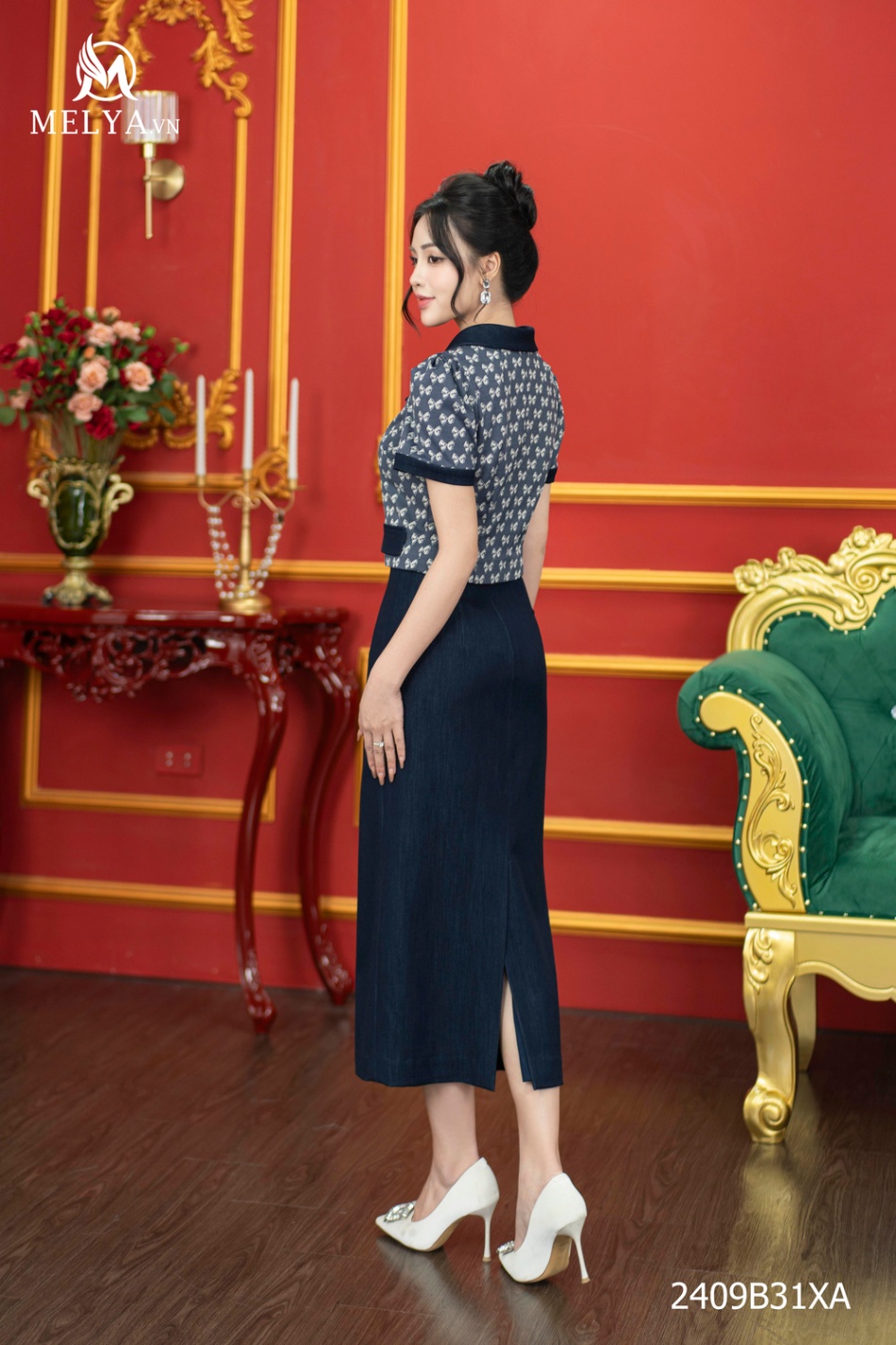 Set Bộ - Umi Phối Denim - Xanh Tím Than