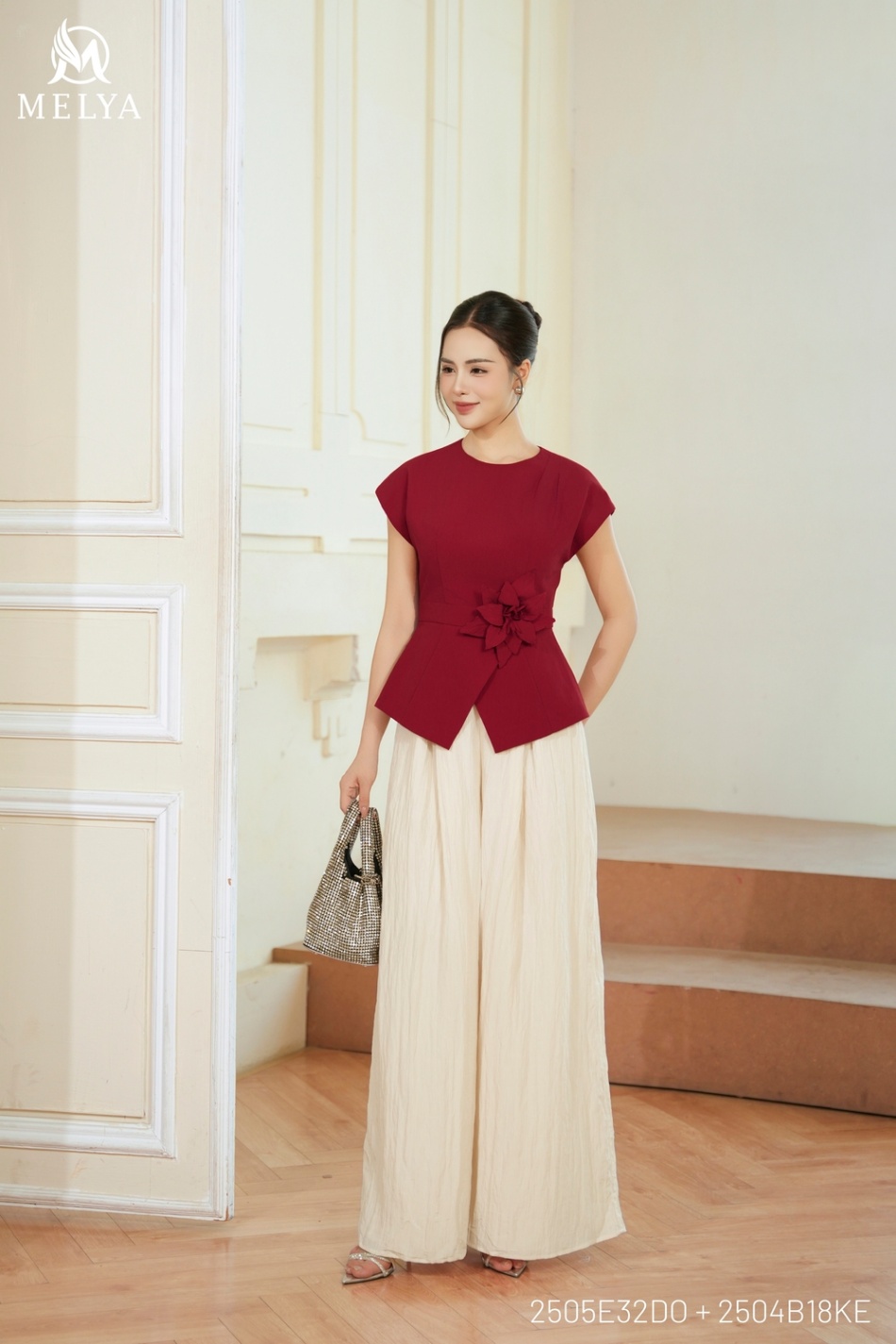 Áo kiểu - Rosette Grace Dress - Đỏ thuần