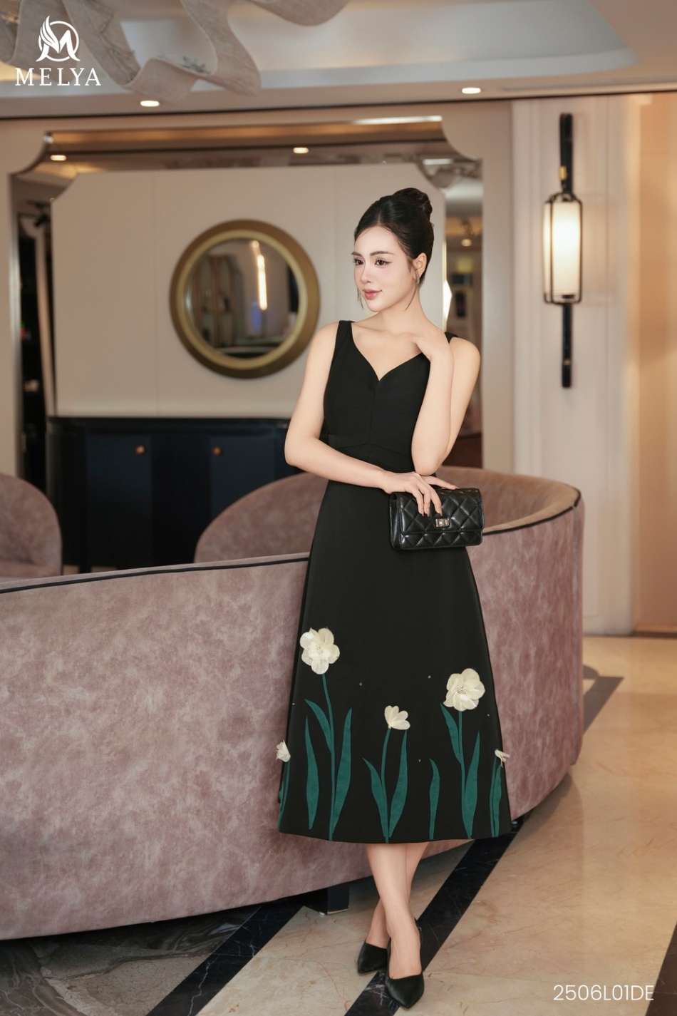 Đầm - Silk blooom dress - Glamouros - Đen