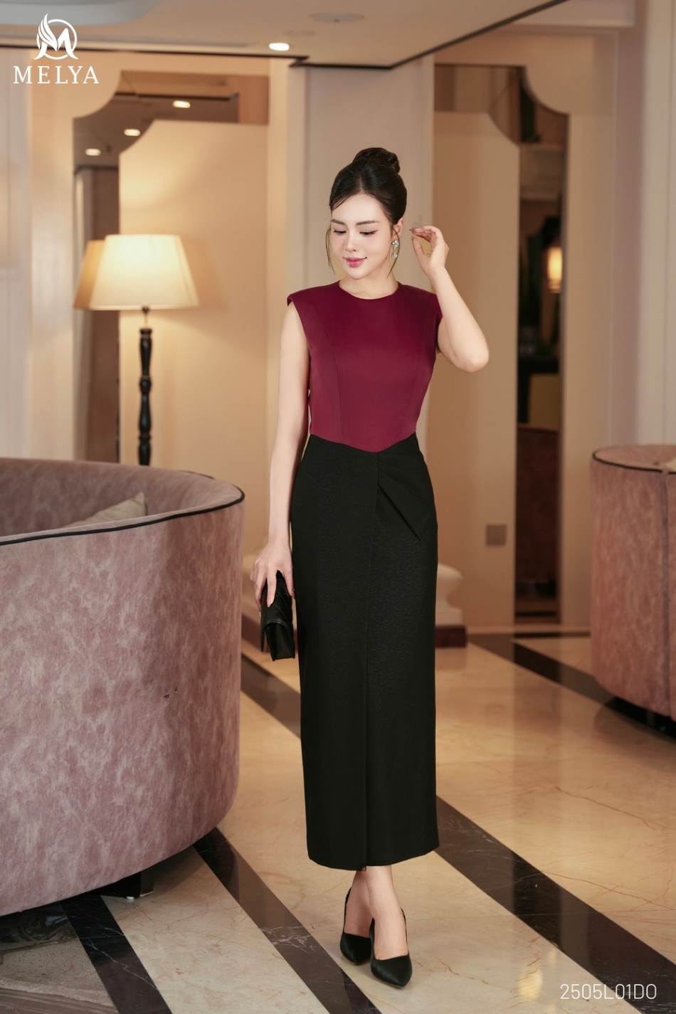 Đầm ôm - RedQueen Dress - Đỏ đô phối đen
