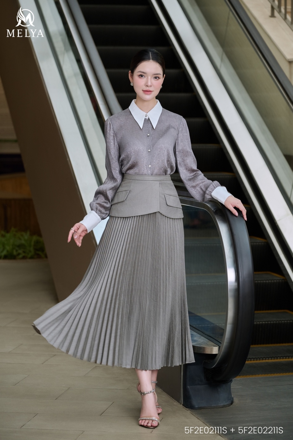 Áo sơ mi - Iris Light Shirt - Xám ghi phối trắng