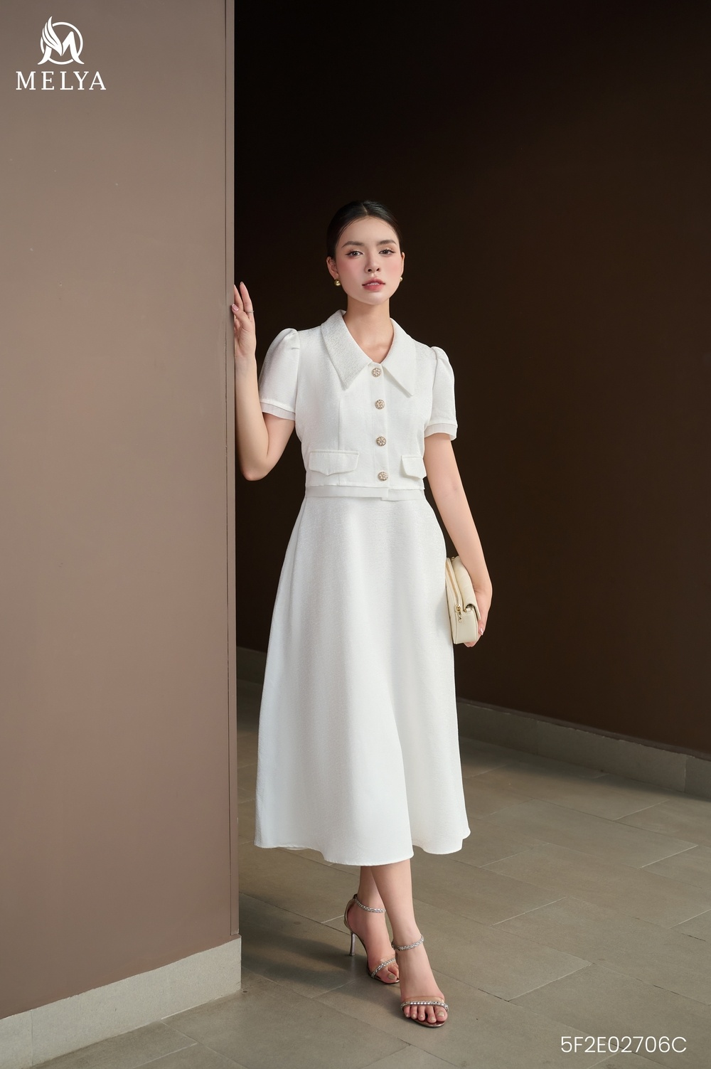 Set bộ - Áo croptop + đầm xòe Serene Layers - Trắng