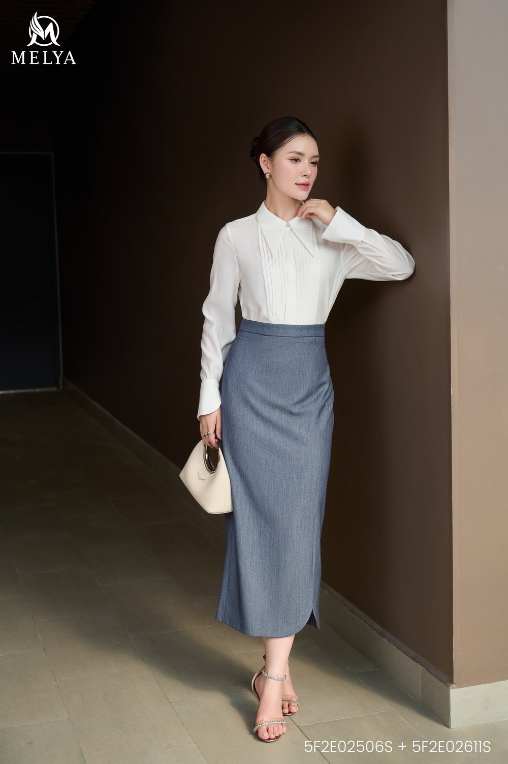 Chân váy - Bút chì Curve skirt - Xám