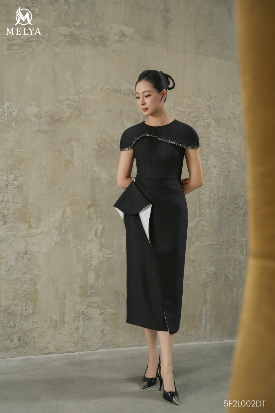 Đầm ôm - Calla dress tiệc - Đen phối trắng